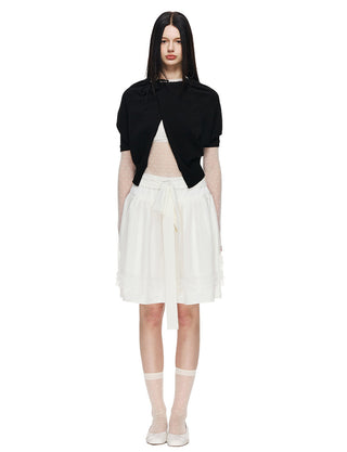 [NECY] Love Dot Lace Inner Top & Bat Sleeve Tie Cardigan