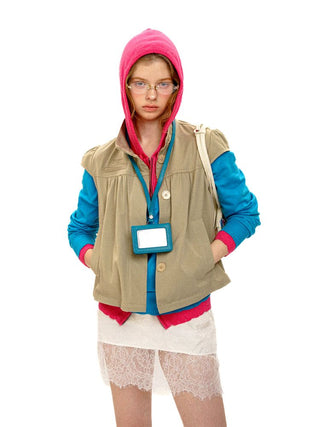 [Moromoro2] Puff Sleeve A-Line Short  Jacket