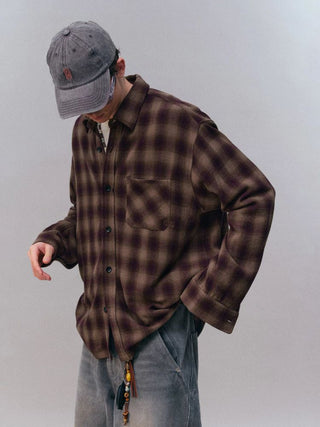 [Monterest] Oversized Yarn-Dyed Plaid Shirt