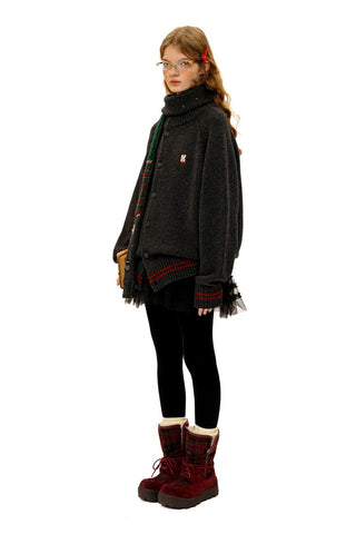 [Moromoro2] Rabbit Embroidered Contrast  Knit