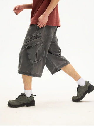 [Monterest] Washed Multi-Pocket 3D Cut Work Shorts