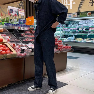 hake black denim pants