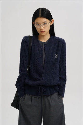 [MASONPRINCE] Two-Tone Cable Knit Cardigan