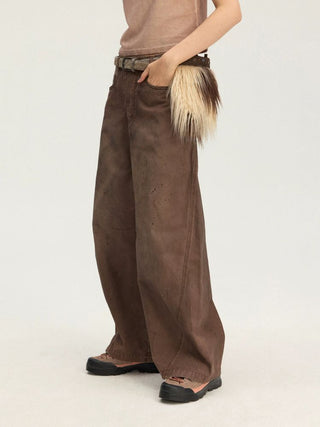 [Monterest] Washed Curved Seam Wide Leg Pants