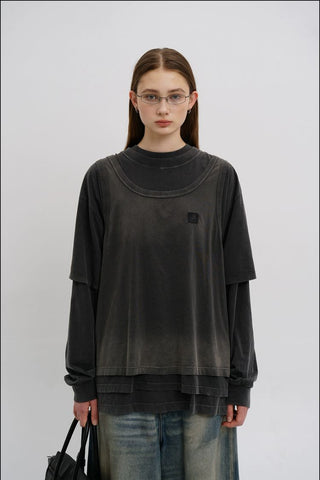 [MASONPRINCE] Washed Layered Long Tee / Hoodie