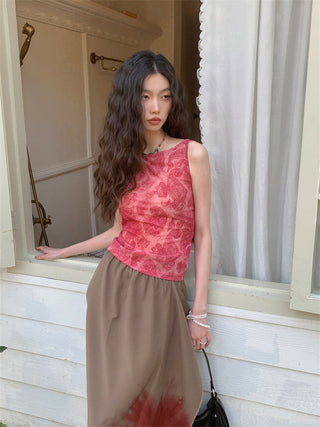 pink backless Top