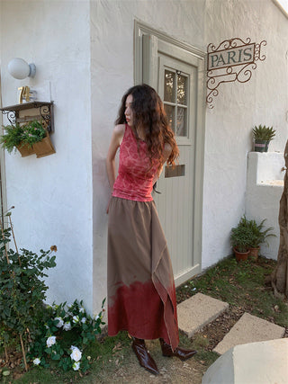 pink backless Top