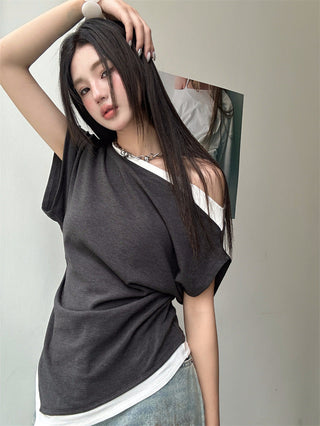 contrast color Top