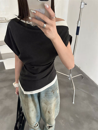 contrast color Top
