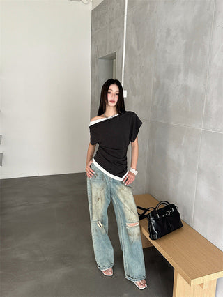 contrast color Top