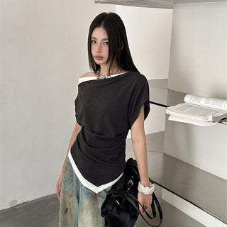contrast color Top