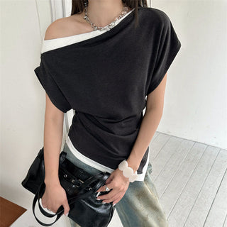 contrast color Top