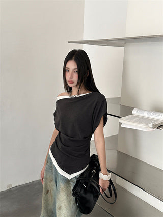 contrast color Top