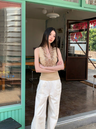 sequin stitch Top