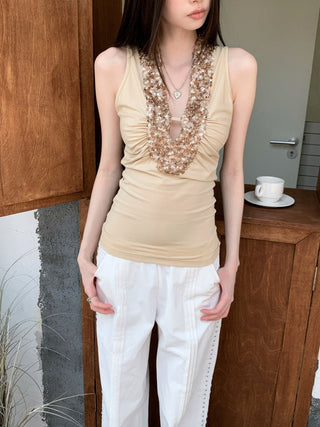 sequin stitch Top