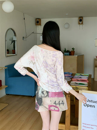 floral V-neck top