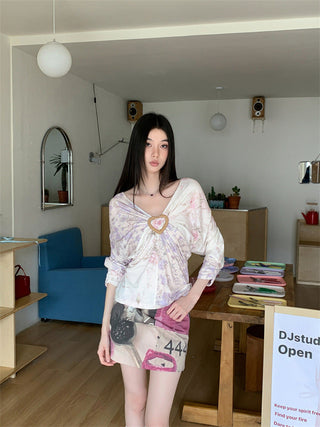 floral V-neck top