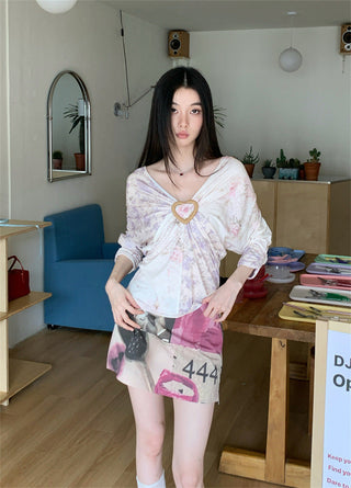 floral V-neck top