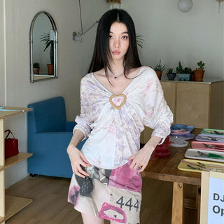 floral V-neck top