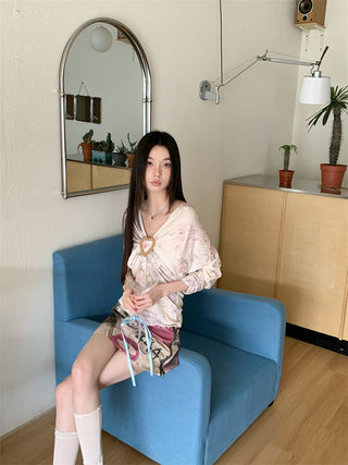 floral V-neck top