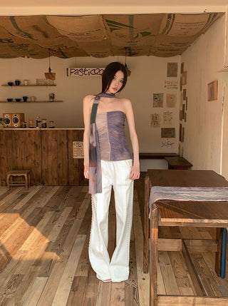 pleated mesh Top