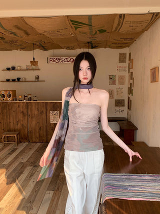 pleated mesh Top