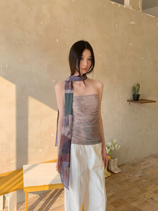pleated mesh Top