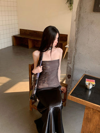 pleated mesh Top