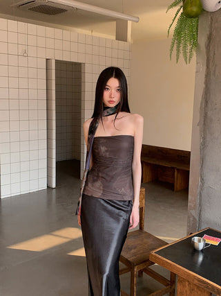 pleated mesh Top