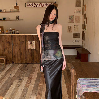 pleated mesh Top