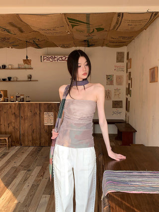 pleated mesh Top