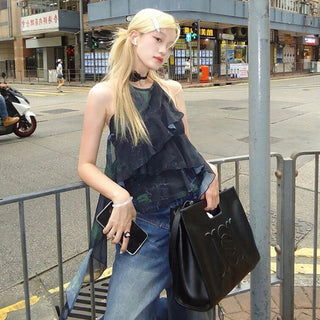 pleated black Top