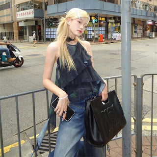 pleated black Top