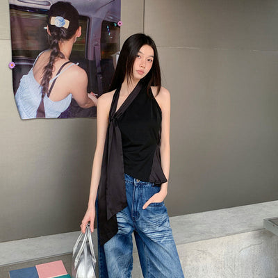 patchwork ribbon Top