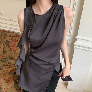 satin ruffle Top