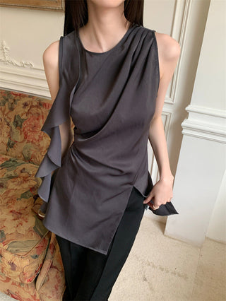 satin ruffle Top