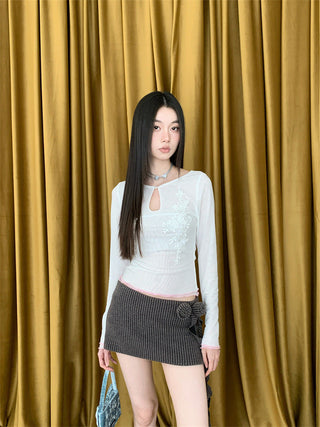 mesh embroidery shirt