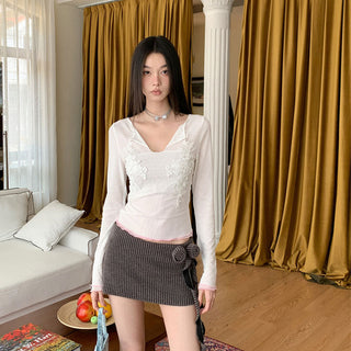 mesh embroidery shirt