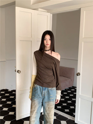 asymmetric pleat top