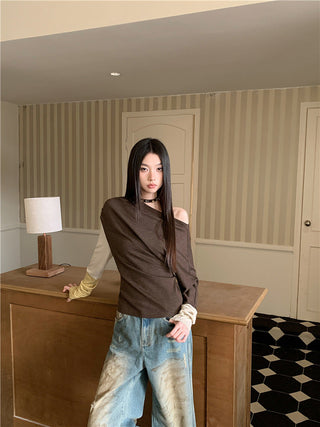 asymmetric pleat top