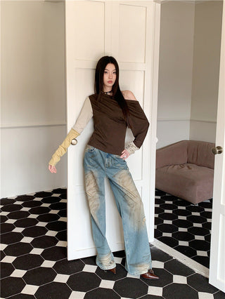 asymmetric pleat top
