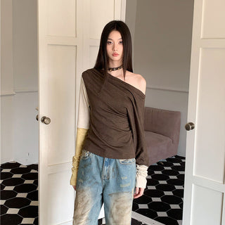 asymmetric pleat top