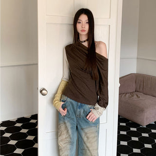 asymmetric pleat top