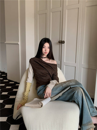 asymmetric pleat top