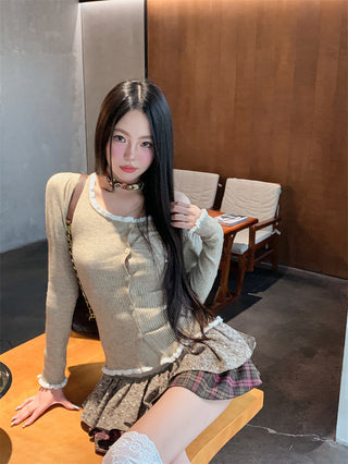 plaid skirt suit