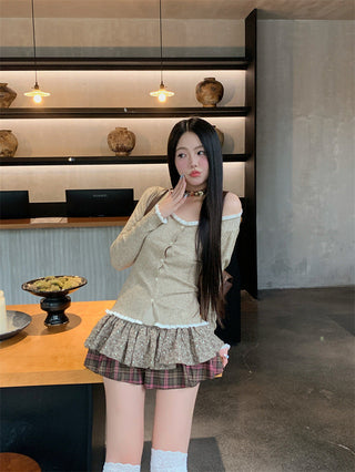 plaid skirt suit