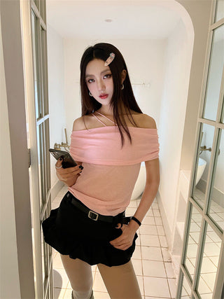 pink knit top