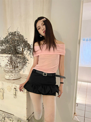 pink knit top