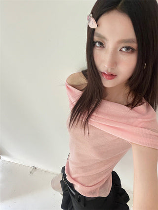 pink knit top