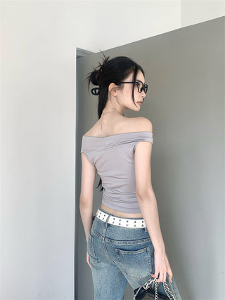 off-shoulder flower top
